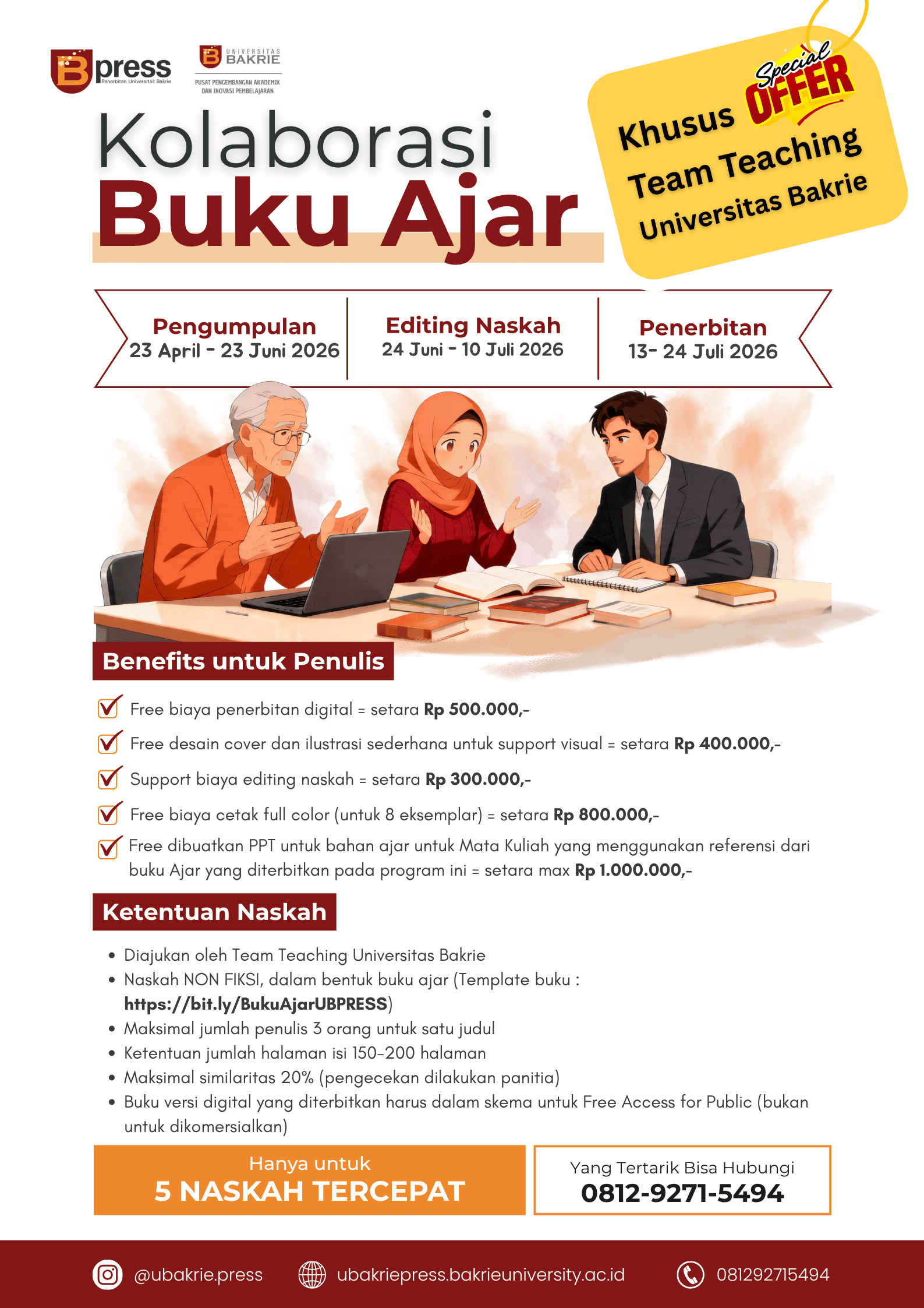 Read more about the article Program Kolaborasi Buku Ajar untuk Team Teaching Universitas Bakrie (2026)